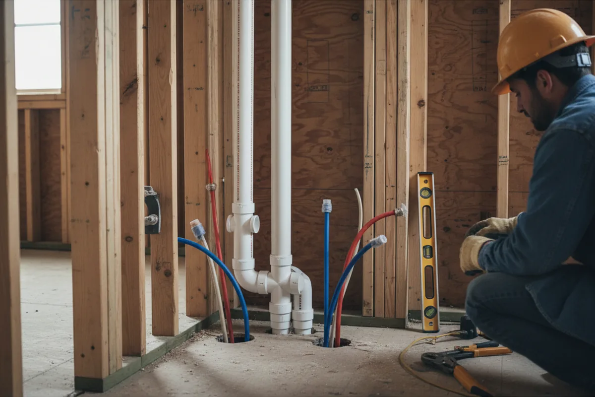 Drain and supply rough-in during Toilet Repair and Installation in Fleetwood
