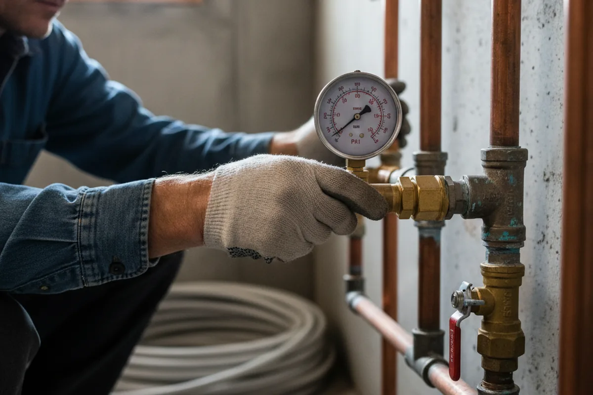Pressure testing a repaired line during Water Line Repair in Fleetwood